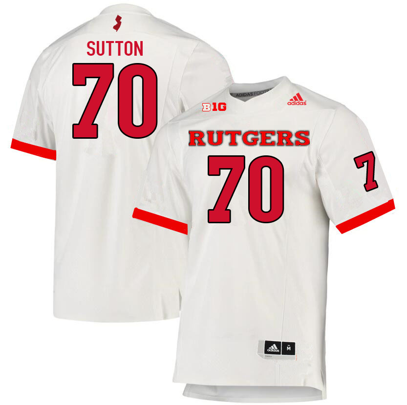 Men #70 Reggie Sutton Rutgers Scarlet Knights College Football Jerseys Sale-White - Click Image to Close